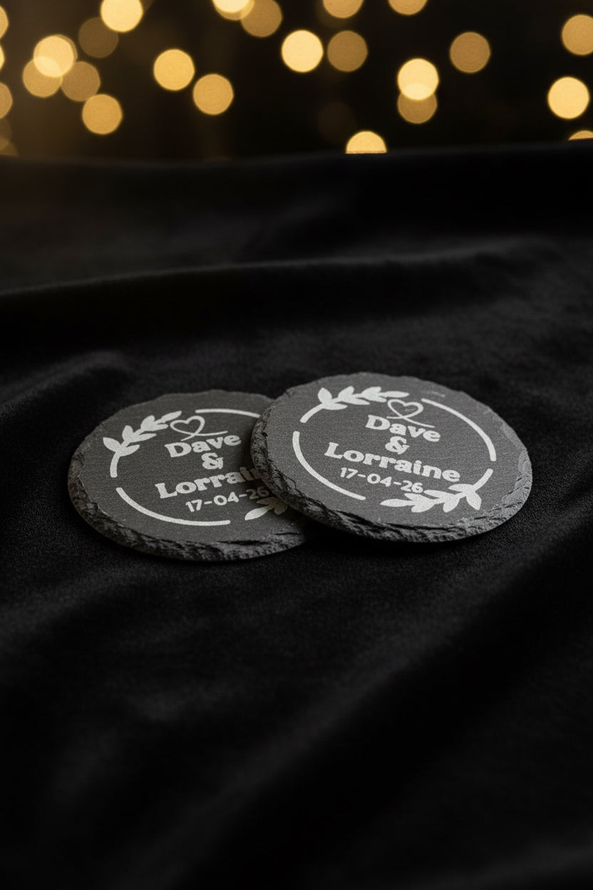 Circular Slate Drink Coaster - Personalised